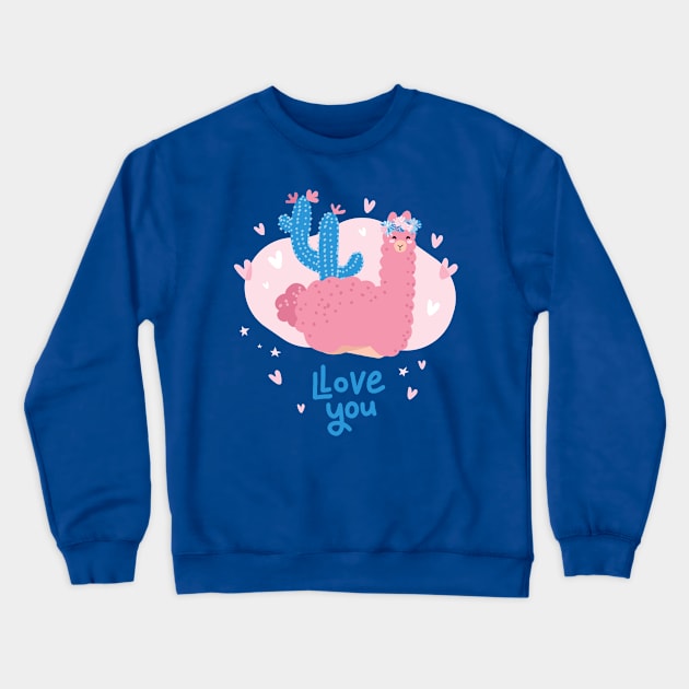 llama valentines day Crewneck Sweatshirt by bignosestudios